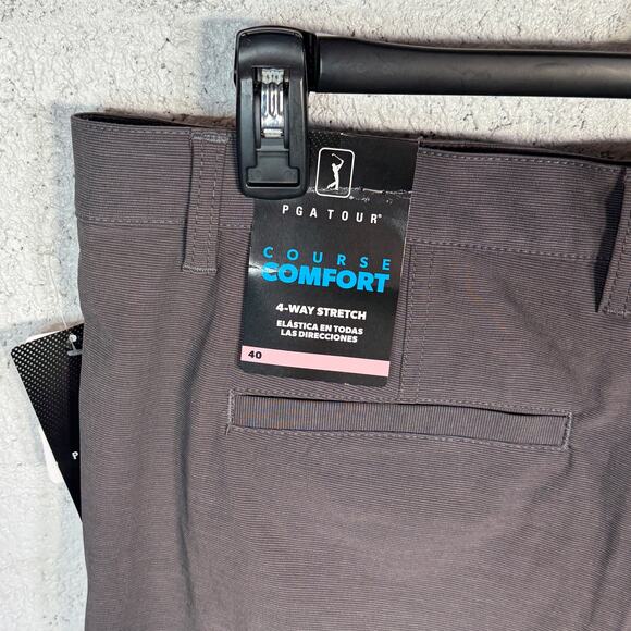 PGA Tour Men's Flat-Front 4-Way Stretch 9" Shorts DK grey Heather, 40 $48 - Picture 5 of 8